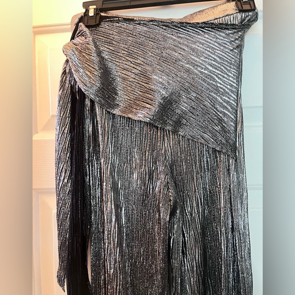 Zara Metallic Silver Wrap Pants - Picture 11 of 16